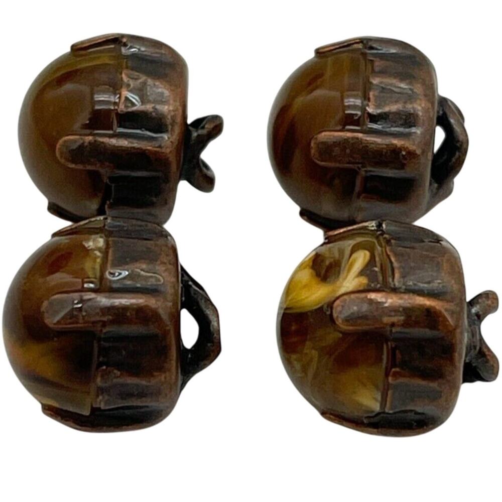Lot of 4 Brown Marble Sewing Buttons Decorative Garment Clothing Craft Button